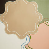 Haven White Wavy Edge Blue Trim Faux Leather Placemats