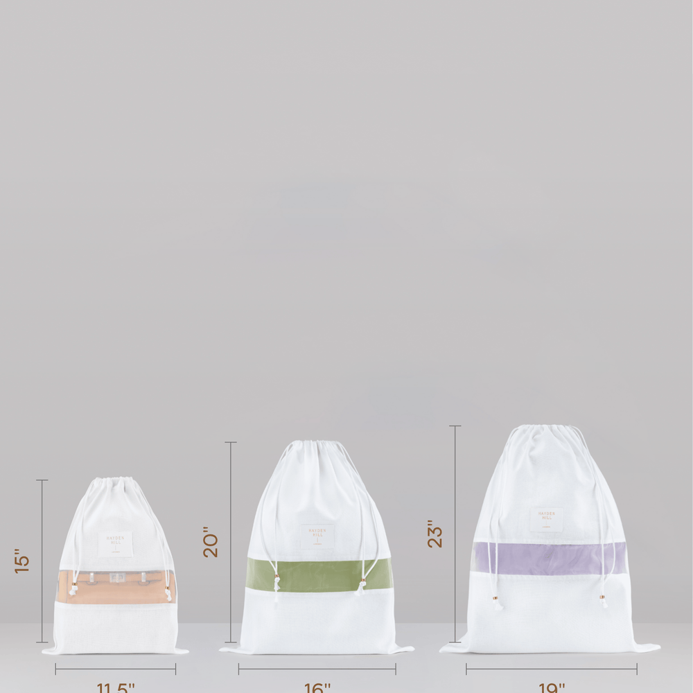 3 Mixed Organic Cotton Dust Bags (S, M, L)