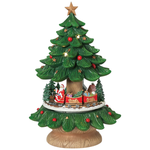 Musical Christmas Tree with Rotating Santa Train – 14 Inch