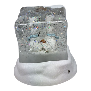 Lighted Swirl Polar Bears Cube Snowglobe