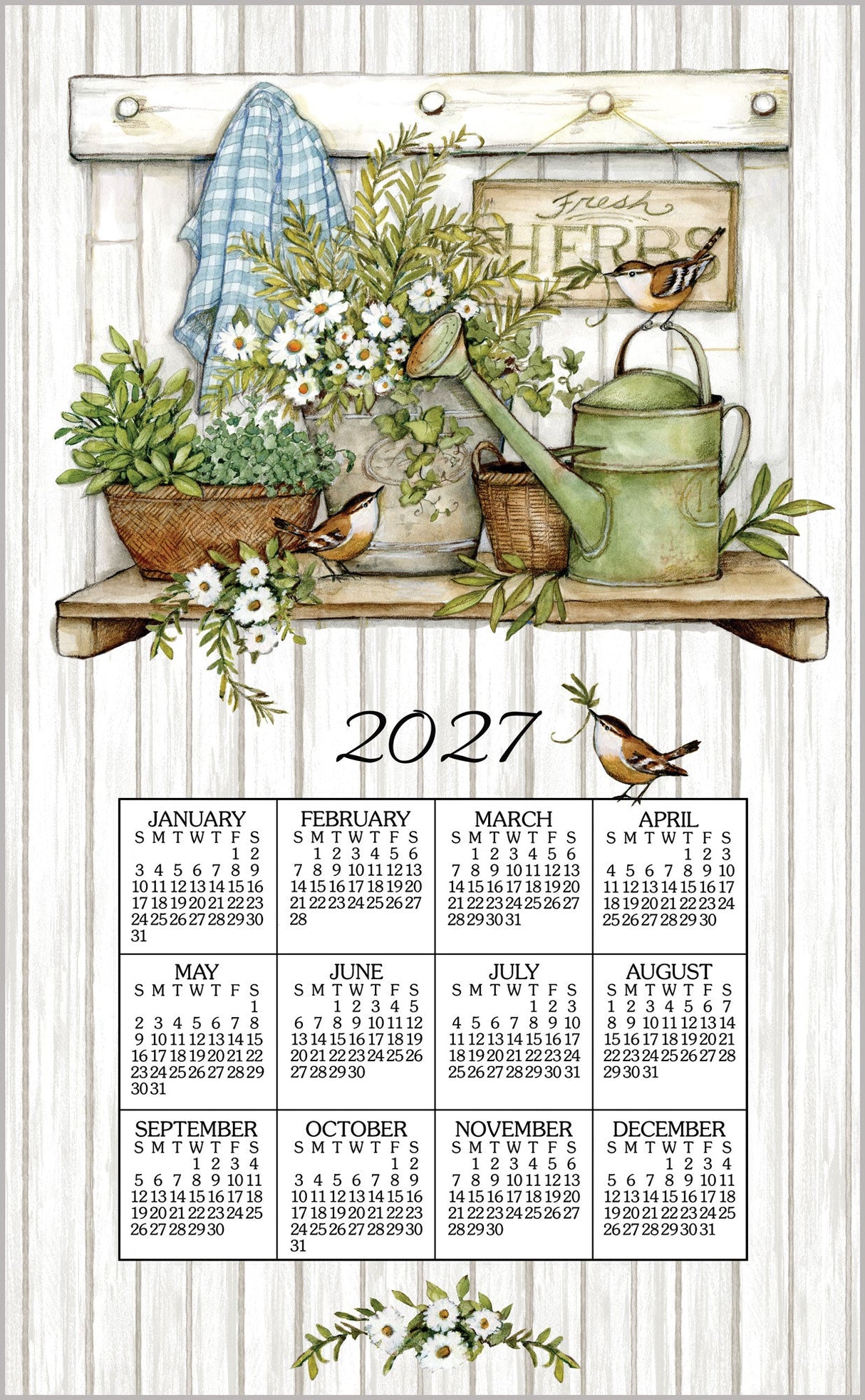 2027 Linen Calendar Towel - Fresh Herbs