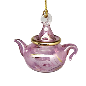 Egyptian Glass Teapot Ornaments - Etched Pink