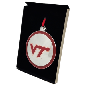 Silver Plated College Logo Ornament - Virginia Tech