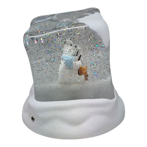 Lighted Swirl Polar Bears Cube Snowglobe