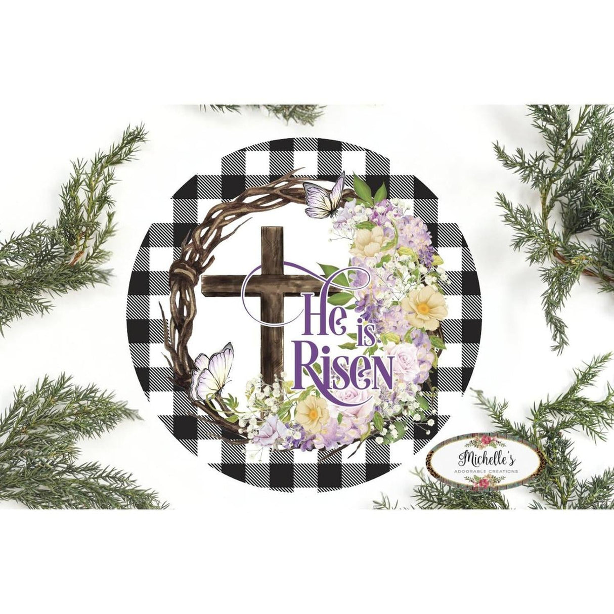He Is Risen Crown of Thorns Sign - Wreath Enhancement