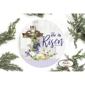 He Is Risen Easter Lamb Sign - Wreath Enhancement