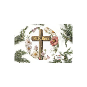 He Is Risen Rugged Cross Round Sign