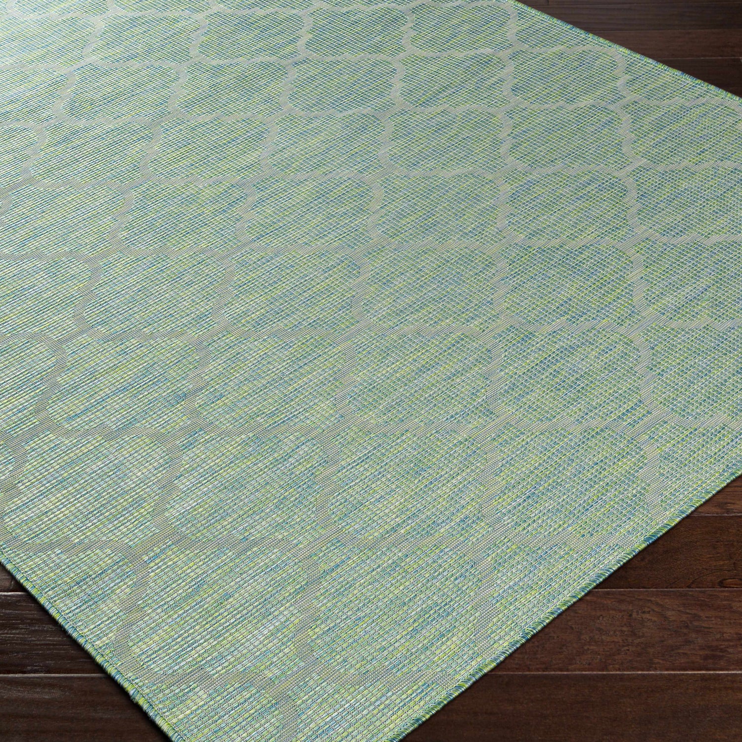 Unique Outdoor Trellis Area Rug, Lime Green - Clearance
