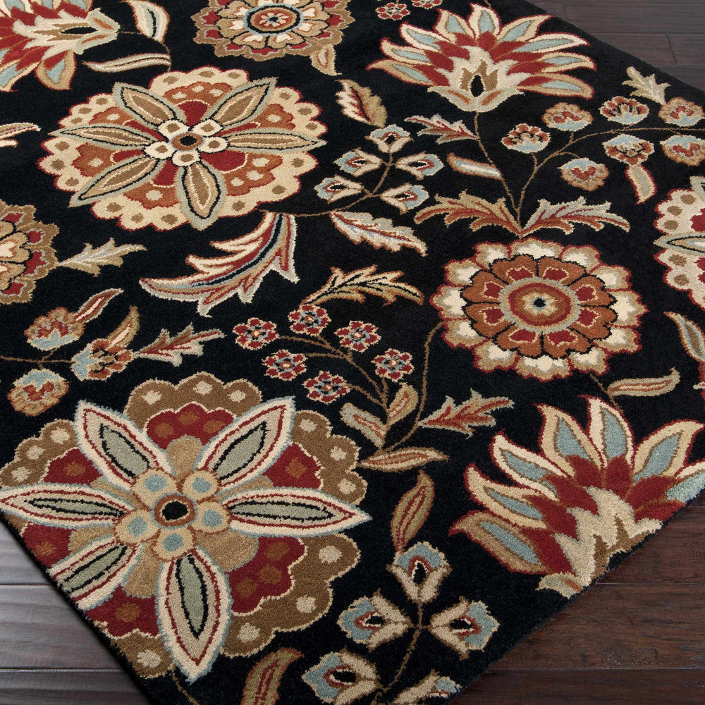 Heaters Black Floral Wool Carpet