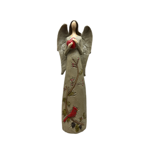 Cardinal And Heart Angel Figurine