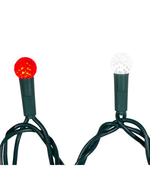 35-Light Red and White G12 Frosted Green Wire LED Light Set