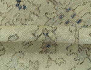Heriz Traditional Design Beige And Blue 5.6x8 Hand Knotted Wool Area Rug