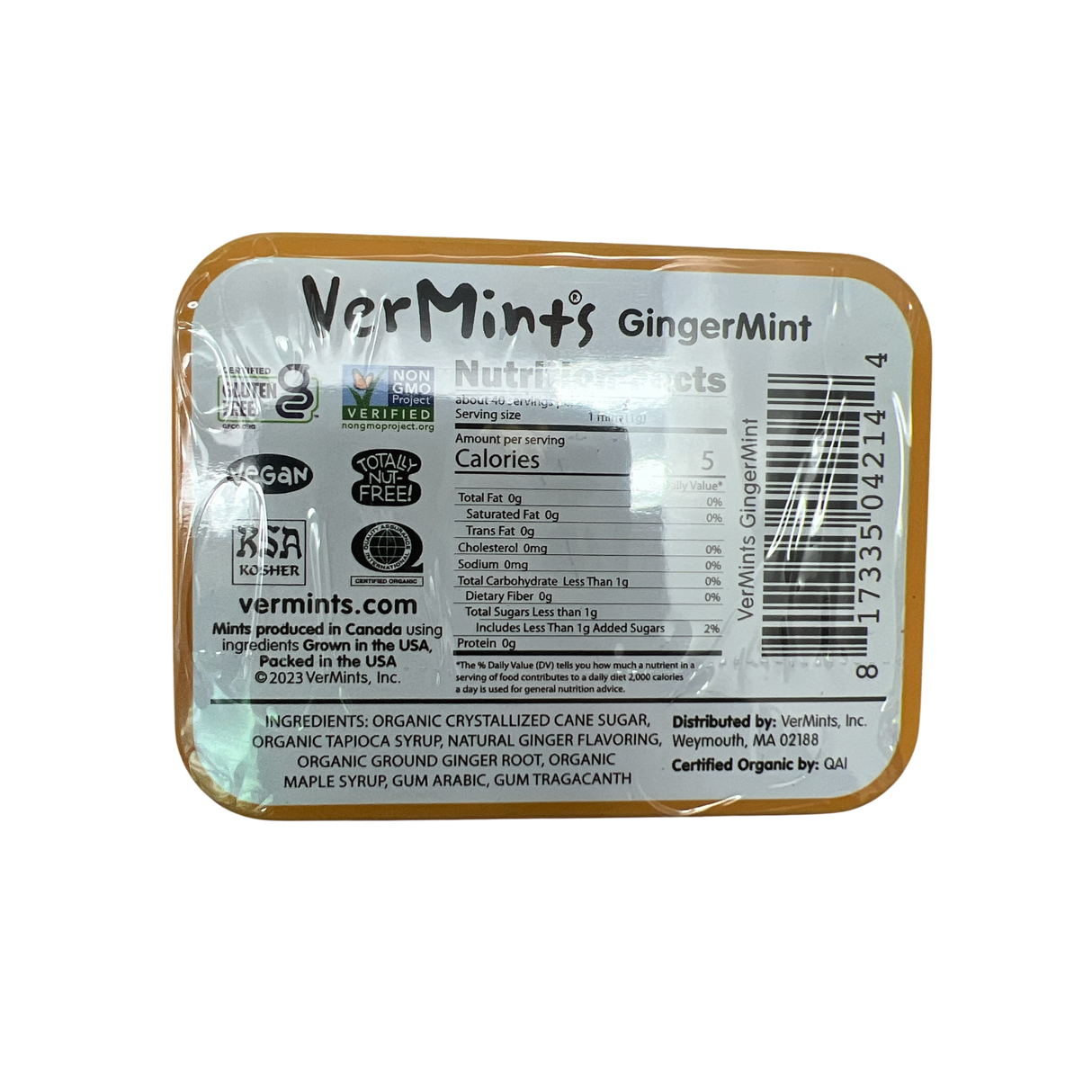 Vermints All Natural Breath Mints 1.41 Ounce - Gingermint