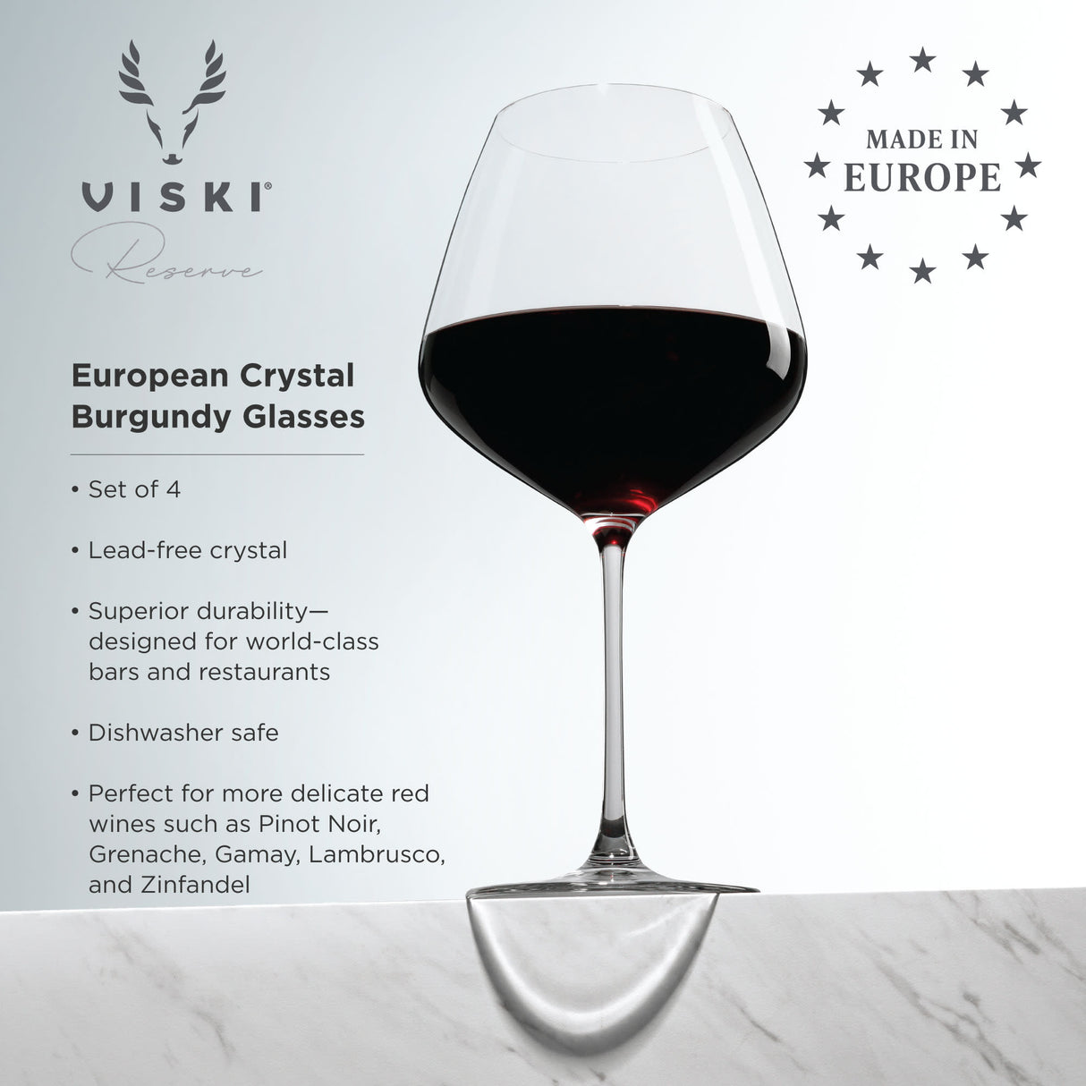Reserve inez crystal burgundy glasses viski®
