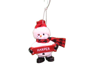 Cozy Snowman Ornament (Letters G - R) -