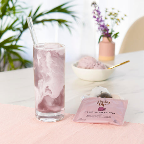 Mochi ice cream boba tea in sachets by pinky up