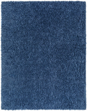 Faina Solid Dark Blue Shag Washable Area Rug - Clearance