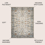Hiero Persian Border Low - Pile Machine - Washable Area Rug - Tuesday Morning - Area Rugs