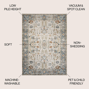 Hiero Persian Border Low - Pile Machine - Washable Area Rug - Tuesday Morning - Area Rugs