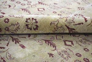 Hand Knotted 10x14 Modern Gold And Red Wool Area Rug