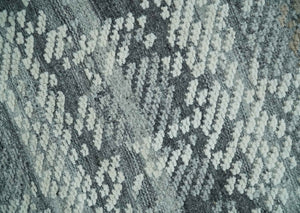 High-Low Ivory, Gray and Charcoal 8x10 hand knotted Contemporary wool Area rug