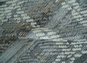High-Low Ivory, Gray and Charcoal 8x10 hand knotted Contemporary wool Area rug