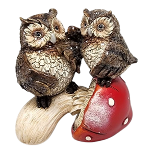 Glitter Owl on Mushroom Figurine -