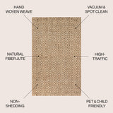 Hira Hand Woven Diamond Chunky Jute Area Rug - Tuesday Morning - Area Rugs