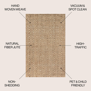 Hira Hand Woven Diamond Chunky Jute Area Rug - Tuesday Morning - Area Rugs