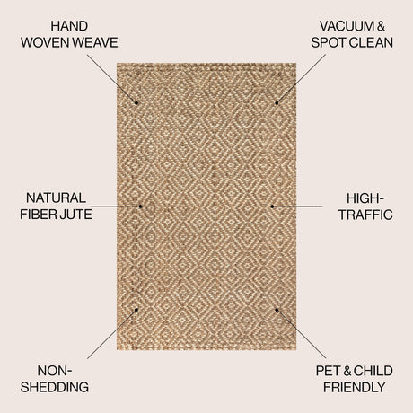 Hira Hand Woven Diamond Chunky Jute Area Rug - Tuesday Morning - Area Rugs