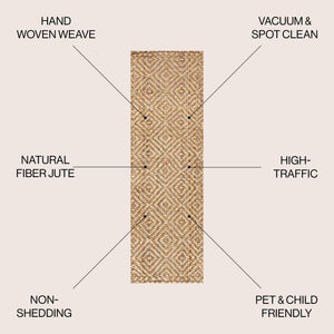 Hira Hand Woven Diamond Chunky Jute Runner Rug - Tuesday Morning - Runner Rugs