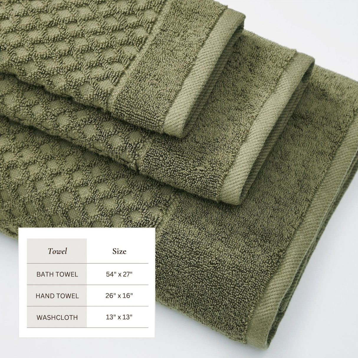 Cotton diamond waffle weave bath towel set - grayson collection