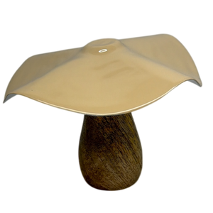 Metal and Mango Wood Mushroom  - Beige
