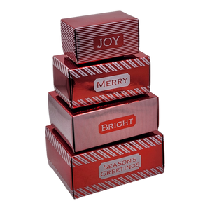 4 Piece Treat Tower Interlocking Gift Boxes - Red