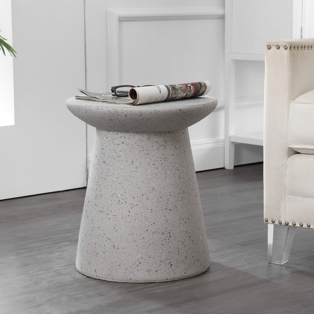 Hollie minimalist modern drum indoor/outdoor accent table pedestal - Tuesday Morning - Outdoor Tables