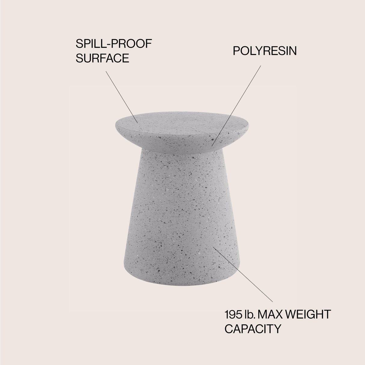 Hollie minimalist modern drum indoor/outdoor accent table pedestal - Tuesday Morning - Outdoor Tables