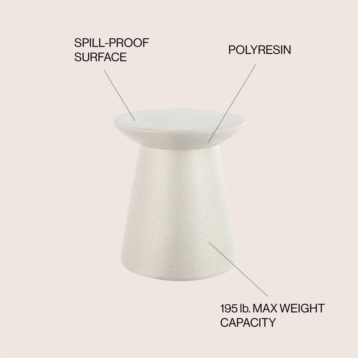 Hollie minimalist modern drum indoor/outdoor accent table pedestal - Tuesday Morning - Outdoor Tables