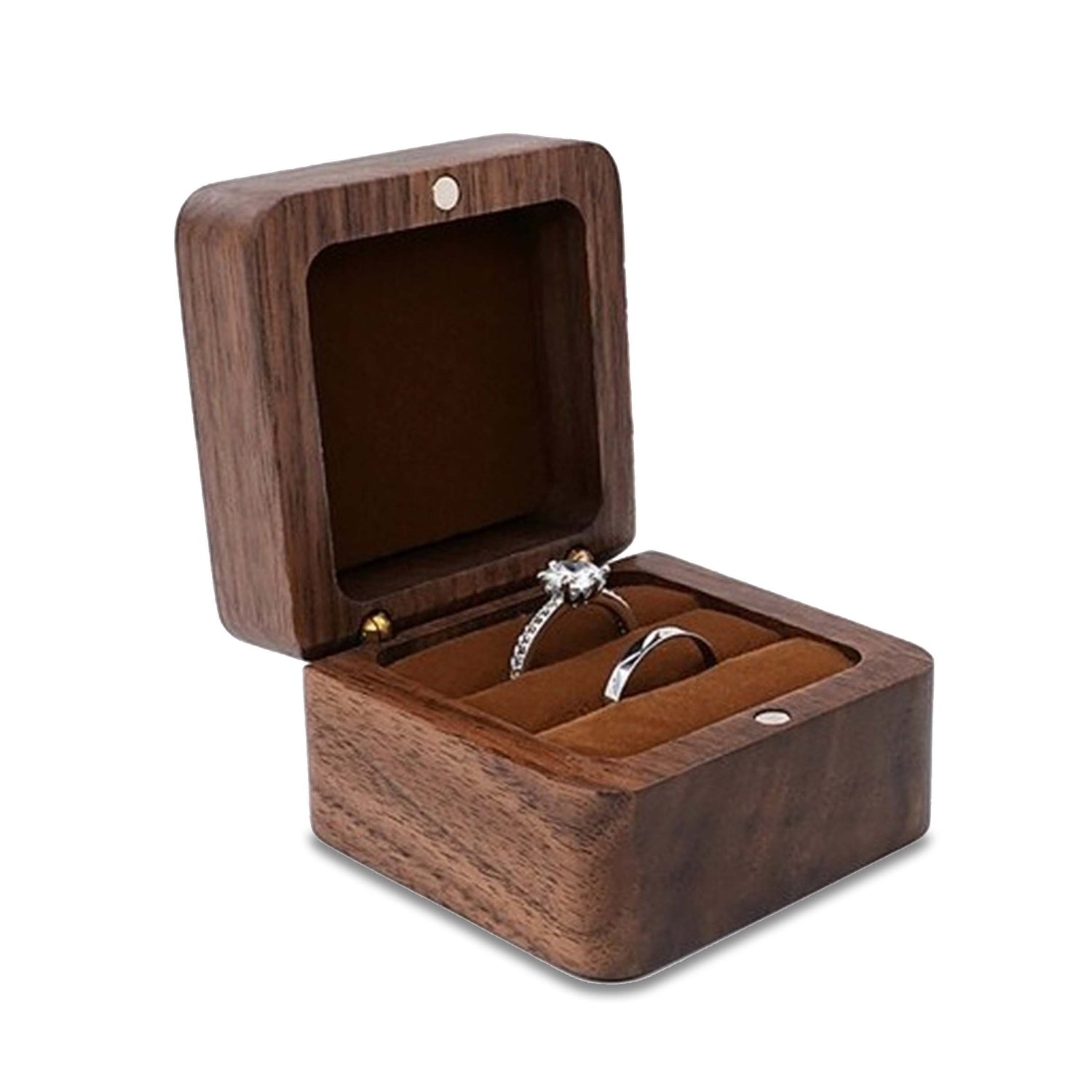 Wooden Ring Box Teak Wood Jewelry Storage Box Handmade Ring Holder Case