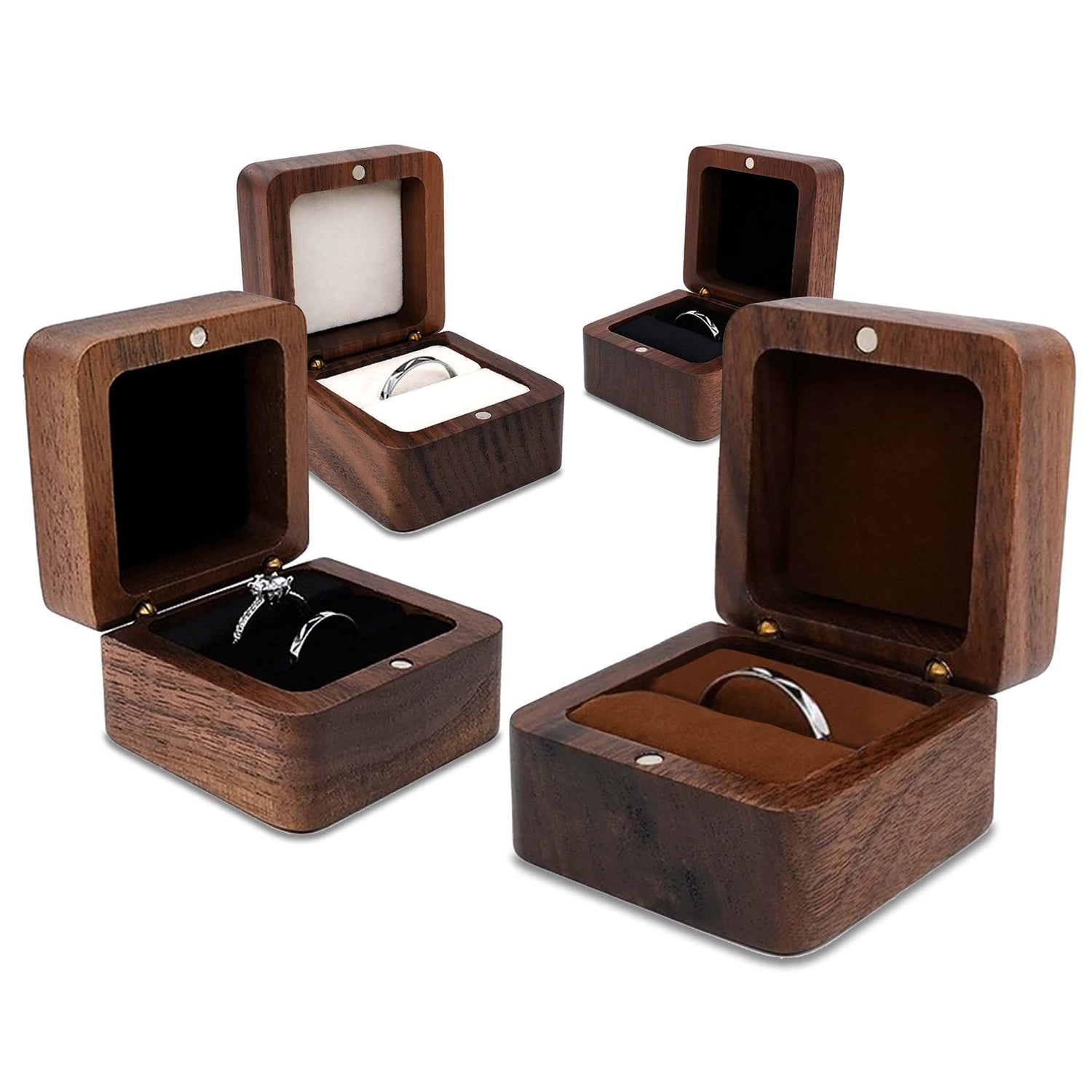 Wooden Ring Box Teak Wood Jewelry Storage Box Handmade Ring Holder Case