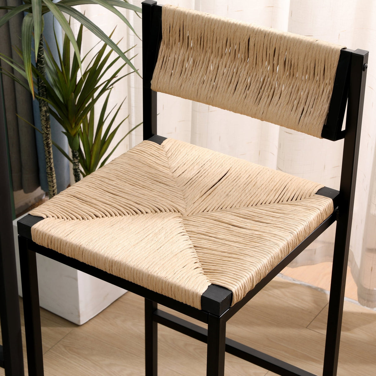 Honey Bar Stools Set of 2 Paper Rope Weave Dining Chairs (Honey) - Tuesday Morning - Table & Bar Stools