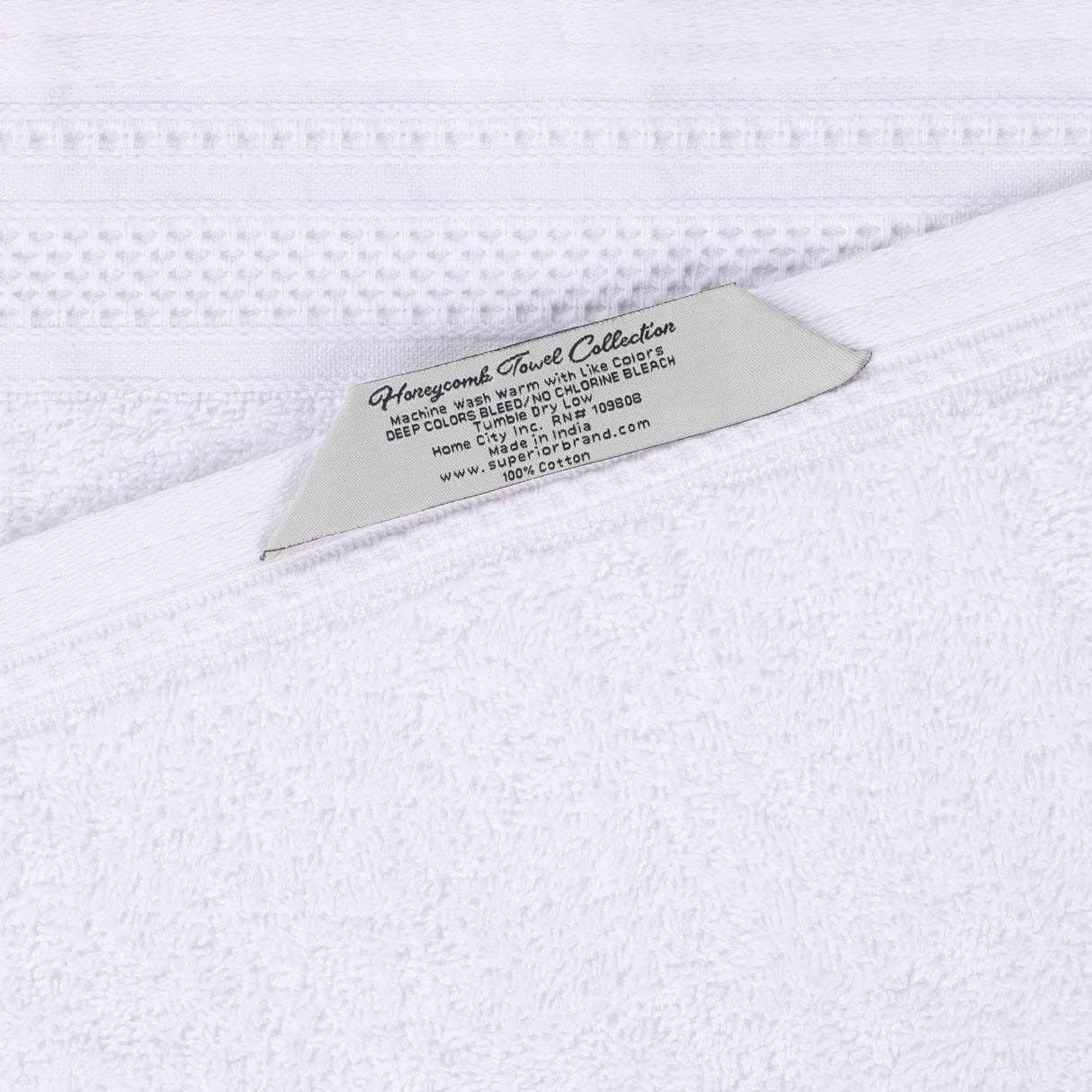 Honeycomb Textured Waffle Border Cotton Bath Towels, Set of 4 - Bath Towel by Superior Brand