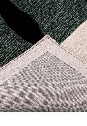 Horse Rider Pattern Beige And Black Hand Tufted 5x8 Wool Rug