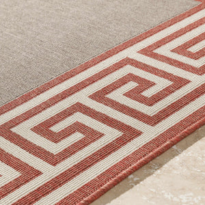 Houtz Red Border Greek Rug - Clearance