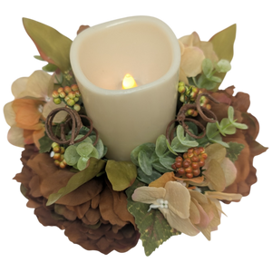 9-Inch Autumn Candle Ring with LED Pillar Candle