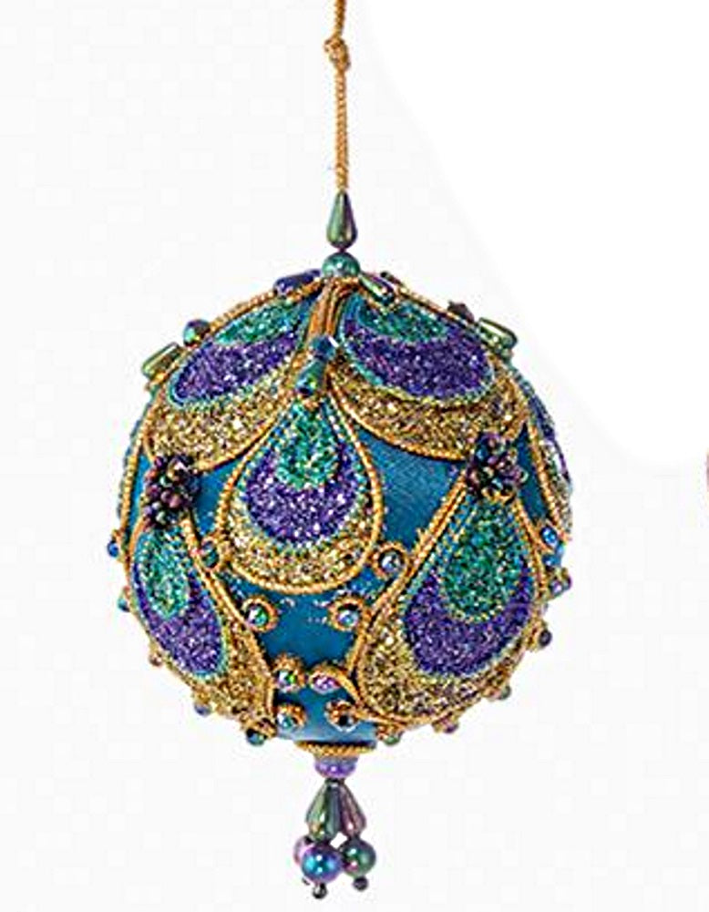Aqua Paisley Ornament - Onion