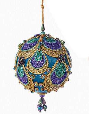 Aqua Paisley Ornament - Onion