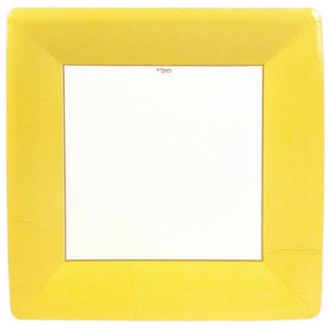 Caspari Grosgrain Border (Yellow) - Dinner Plate