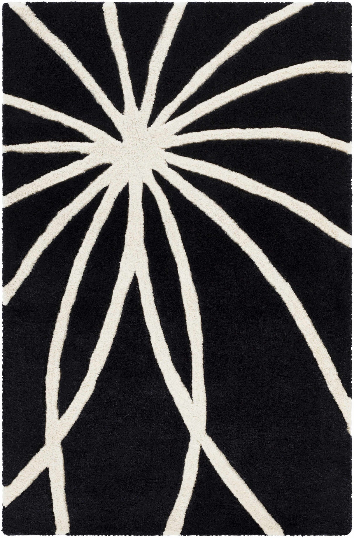 Davison Black Geometric Wool Carpet