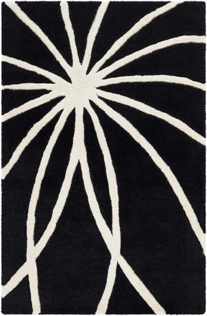 Davison Black Geometric Wool Carpet