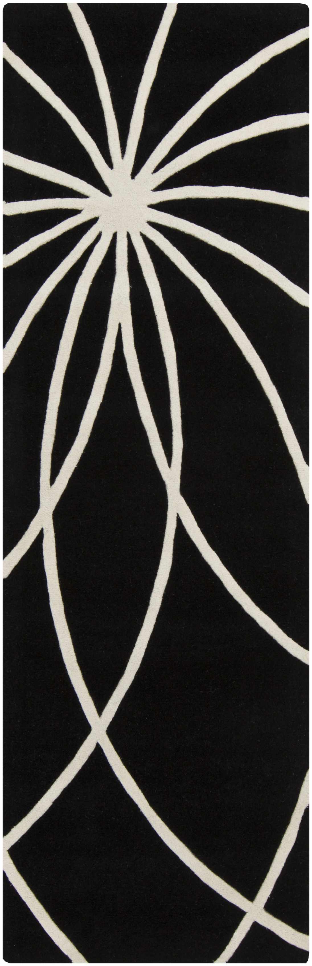 Davison Black Geometric Wool Carpet